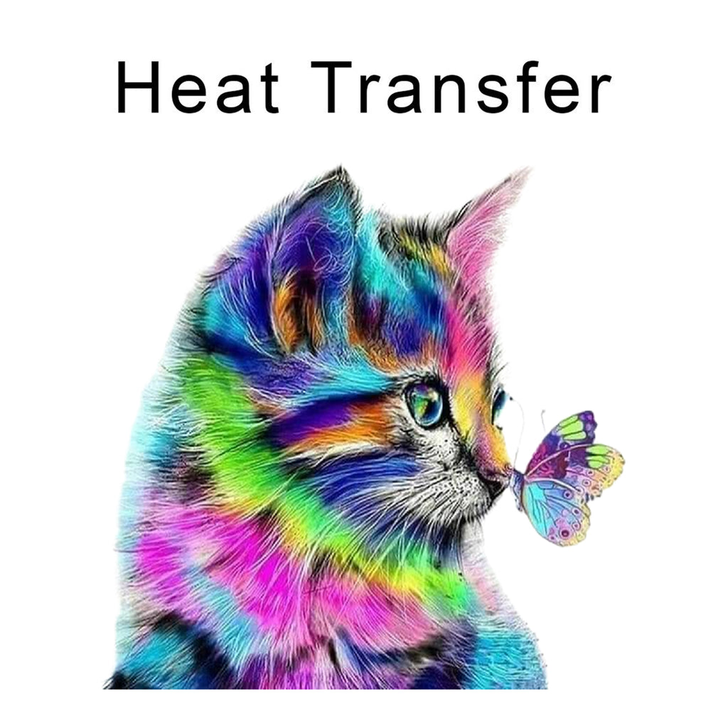 Colourful Cat Iron on fabric heat transfer DTF-66