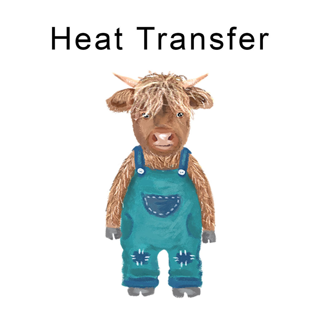Cute Cow Blue Iron on fabric heat transfer DTF-49
