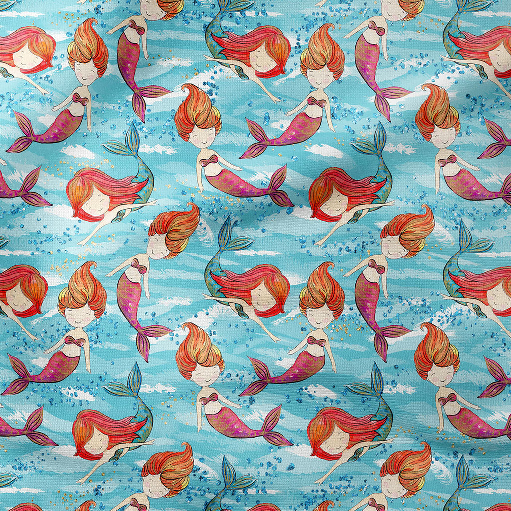👉 PRINT ON DEMAND 👈 Cute Mermaids Various Fabric Bases