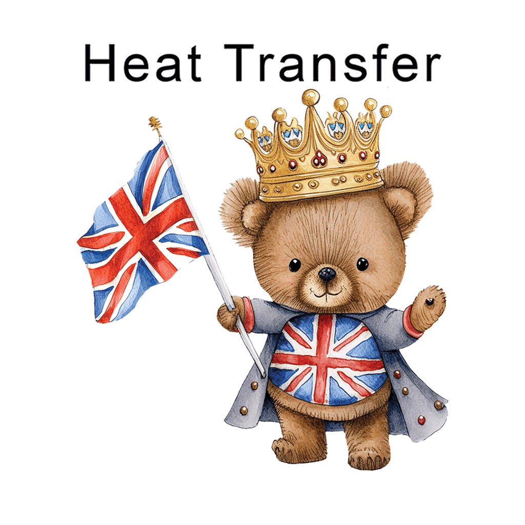 Cute Coronation Bear Crown Iron on Fabric Heat Transfer DTF-114