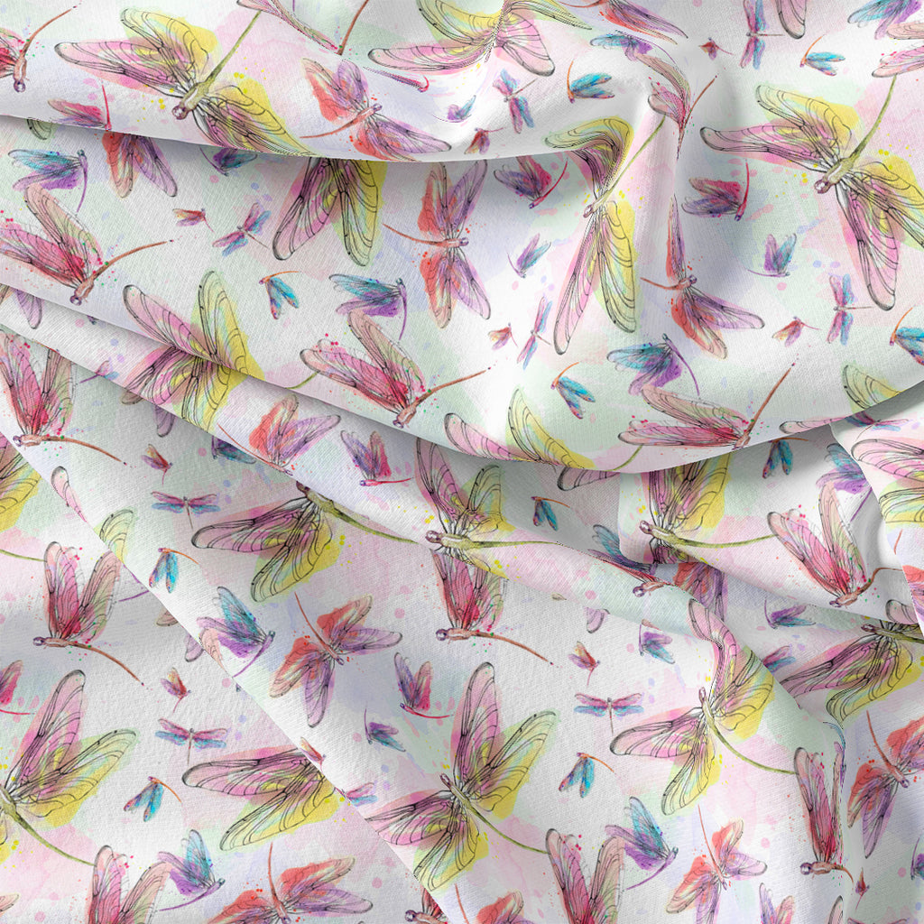👉 PRINT ON DEMAND 👈 Dragonflies White Various Fabric Bases