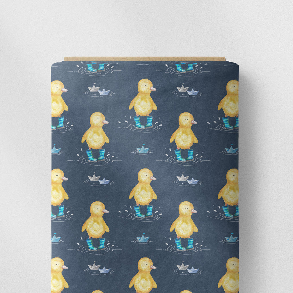 👉 PRINT ON DEMAND 👈 Ducklings Navy Various Fabric Bases