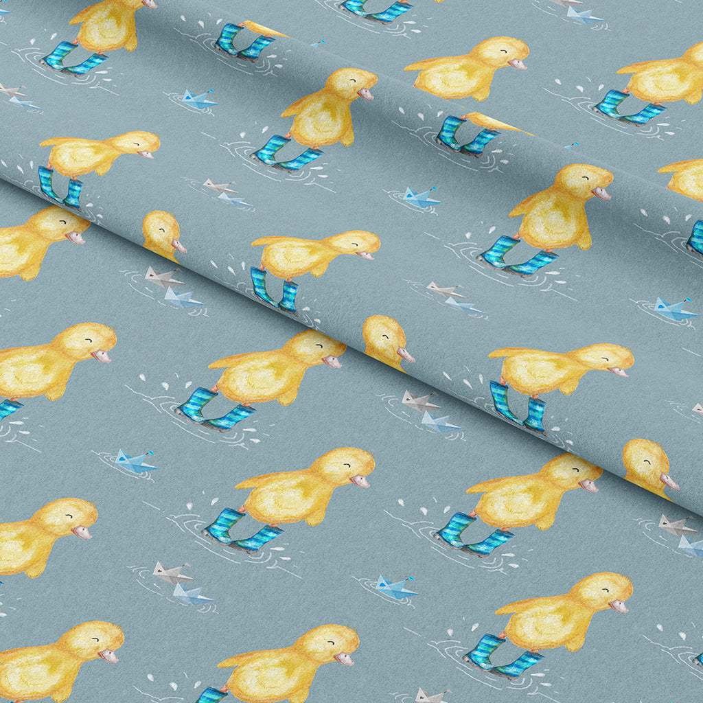 👉 PRINT ON DEMAND 👈 Ducklings Light Blue Various Fabric Bases