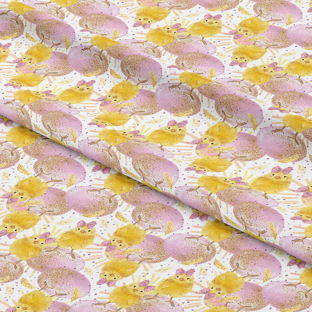 👉 PRINT ON DEMAND 👈 Easter Glitter Chicks Various Fabric Bases