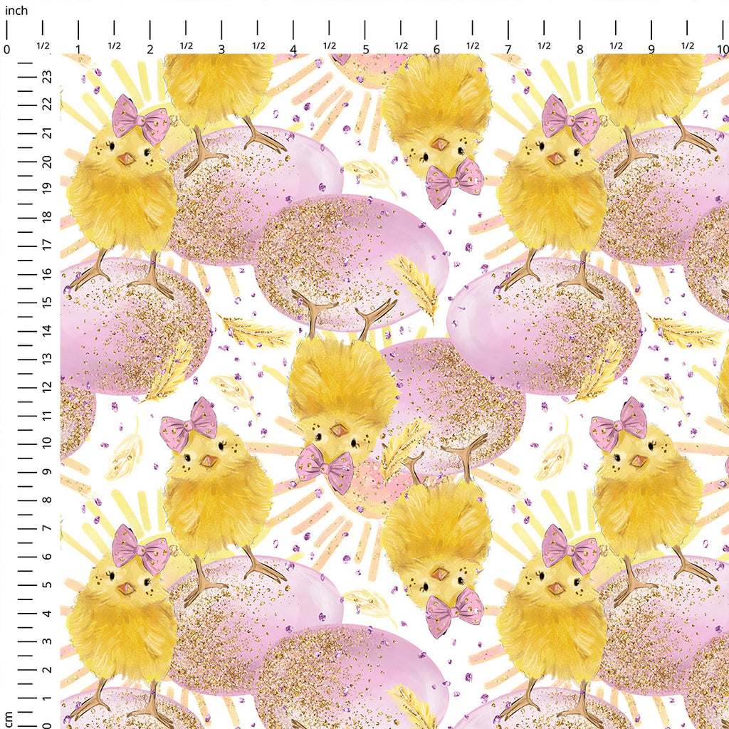 👉 PRINT ON DEMAND 👈 Easter Glitter Chicks Various Fabric Bases