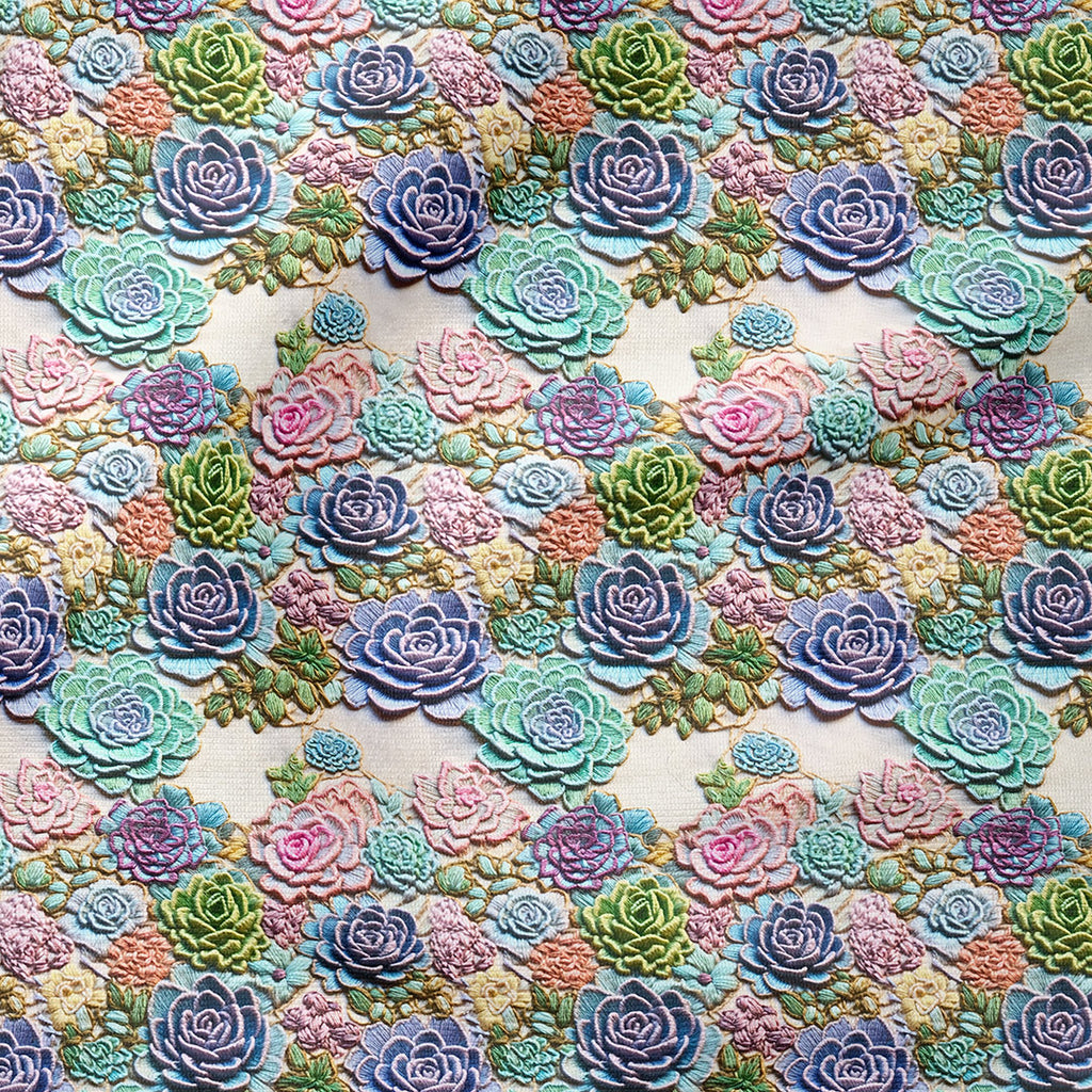 👉 PRINT ON DEMAND 👈 Pastel Succulents Embroidery Various Fabric Bases