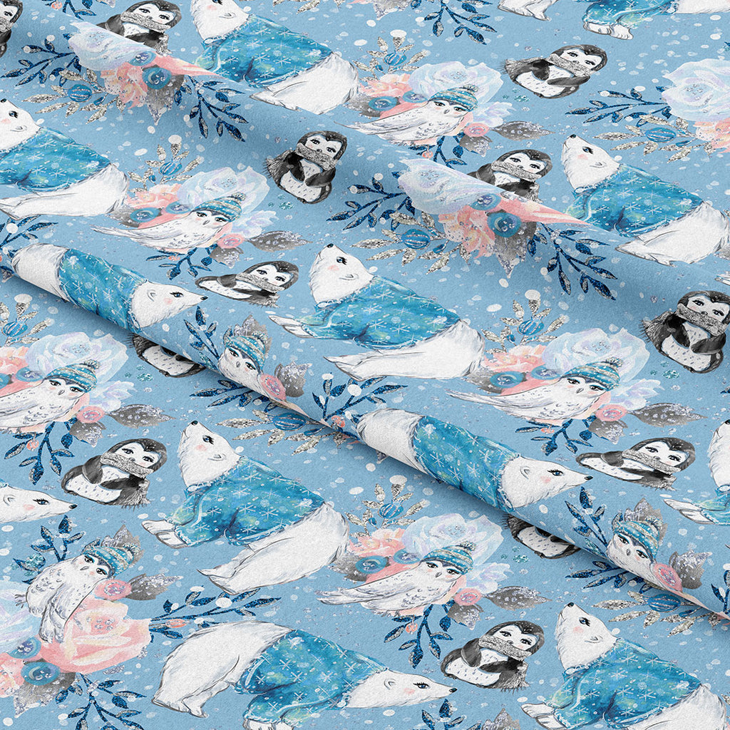 👉 PRINT ON DEMAND 👈 Enchanted Winter Blue Various Fabric Bases
