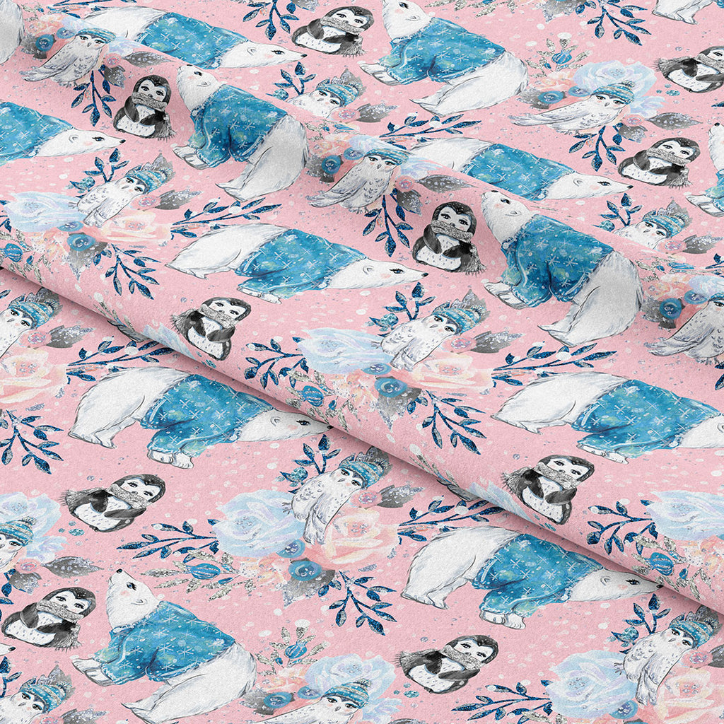 👉 PRINT ON DEMAND 👈 Enchanted Winter Pink Various Fabric Bases