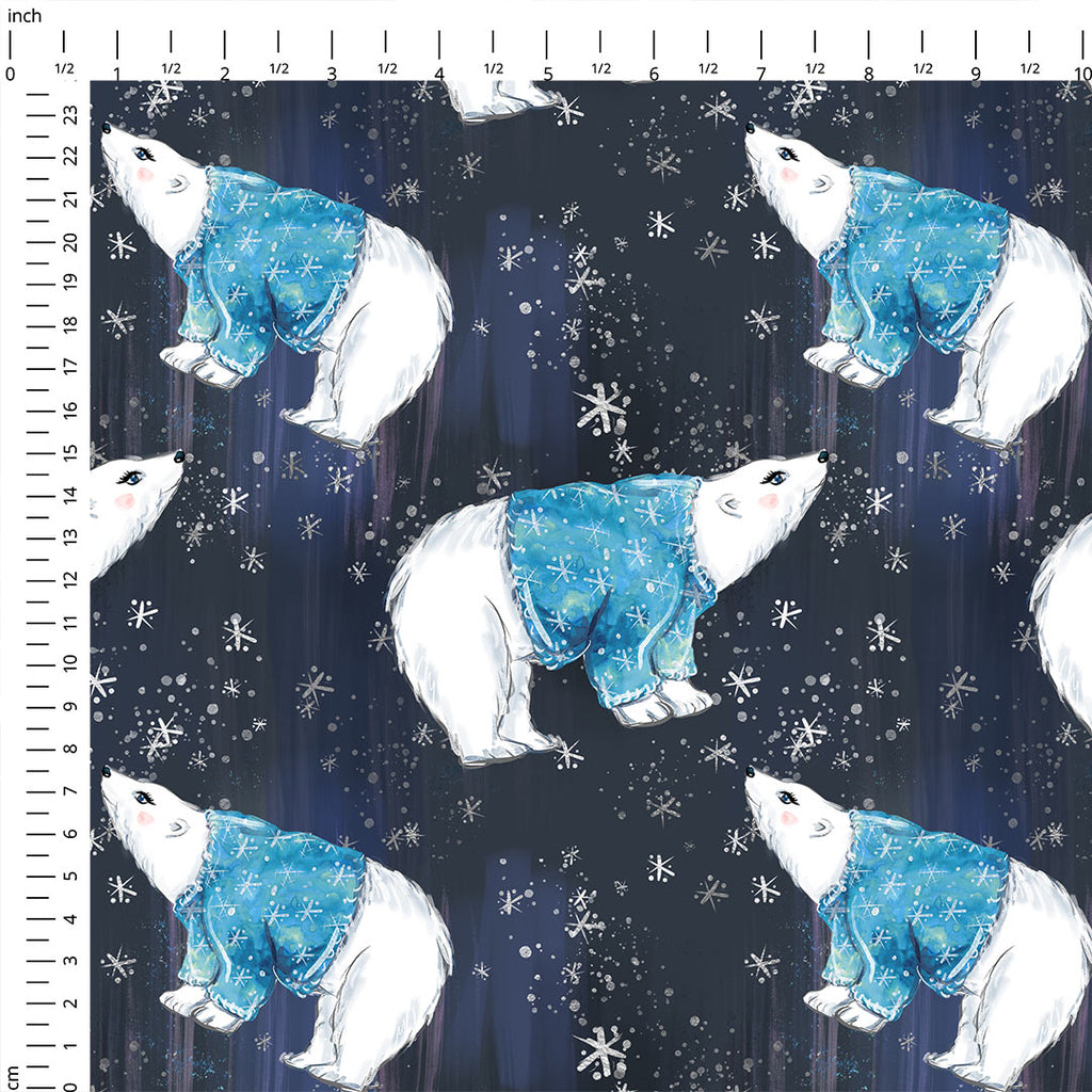 👉 PRINT ON DEMAND 👈 Enchanted Winter Polar Bears Various Fabric Bases