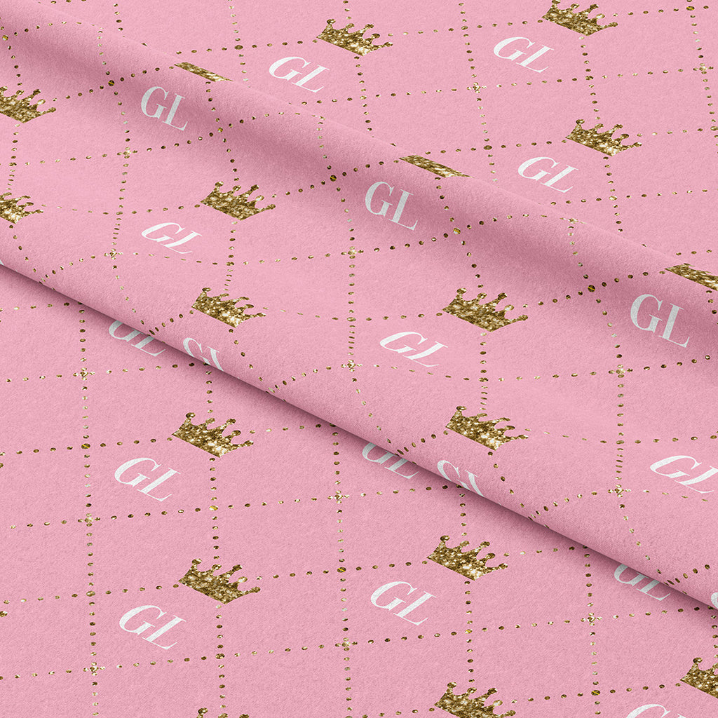 👉 PRINT ON DEMAND 👈 Personalised Royal Initials Pink Various Fabric Bases