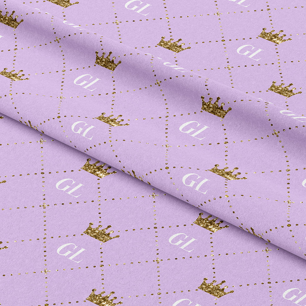 👉 PRINT ON DEMAND 👈 Personalised Royal Initials Purple Various Fabric Bases