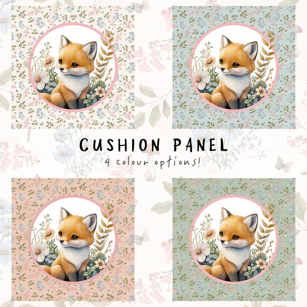 👉 PRINT ON DEMAND 👈 Woodland Fox Cushion Panel Various Fabric Bases BCP