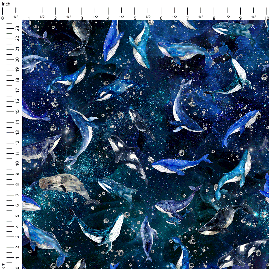 👉 PRINT ON DEMAND 👈 Galaxy Whales Various Fabric Bases