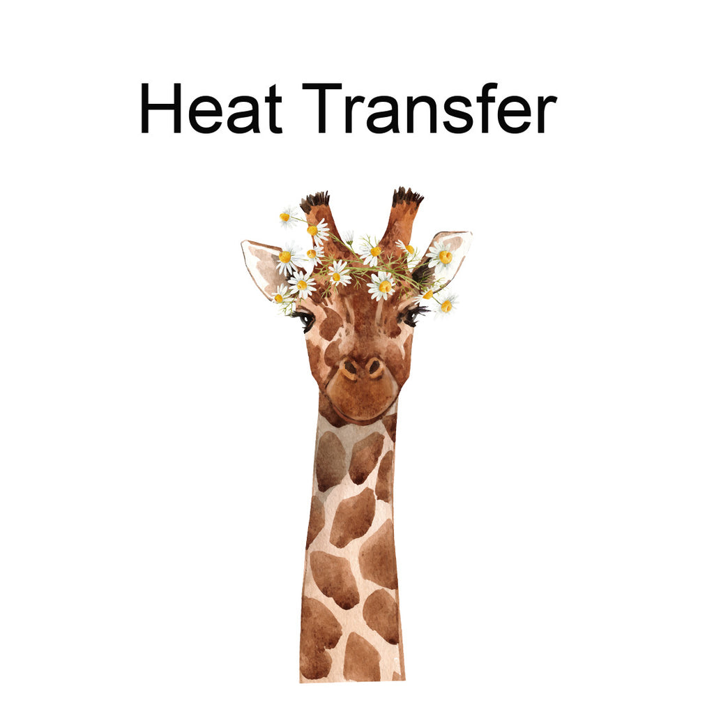 Giraffe with Daisies Iron on fabric heat transfer DTF-62