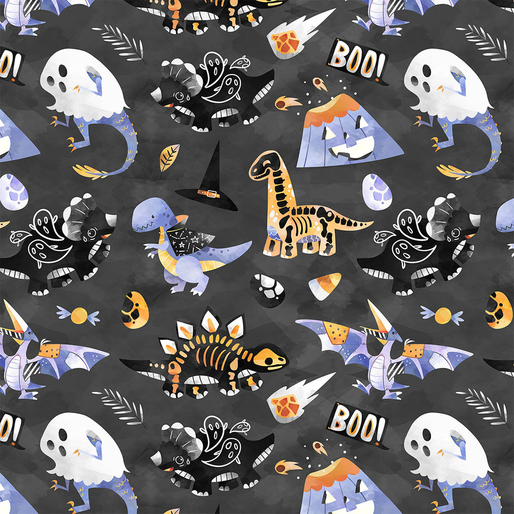 👉 PRINT ON DEMAND 👈 Spooky Dinos Various Fabric Bases