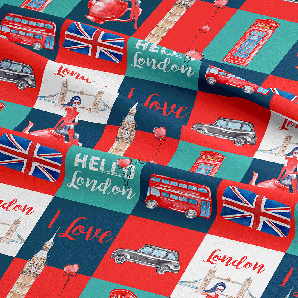 👉 PRINT ON DEMAND 👈 London Patchwork Various Fabric Bases