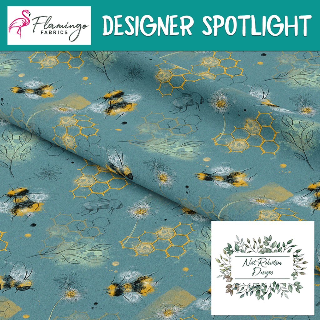 👉 PRINT ON DEMAND 👈 Teal Bees Various Fabric Bases