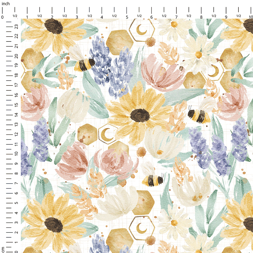 👉 PRINT ON DEMAND 👈 Floral Spring Bees Various Fabric Bases