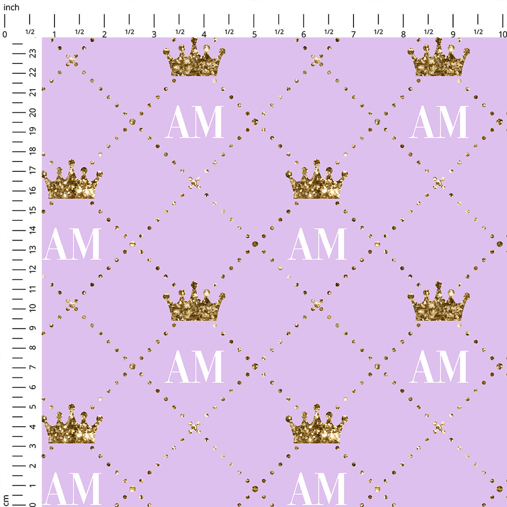 👉 PRINT ON DEMAND 👈 Personalised Royal Initials Purple Various Fabric Bases