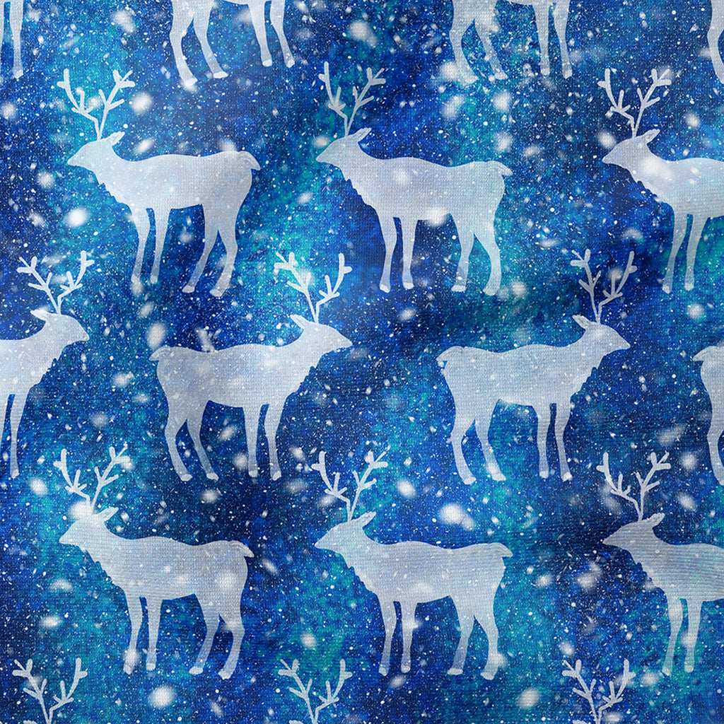 👉 PRINT ON DEMAND 👈 Snowy Reindeer Various Fabric Bases