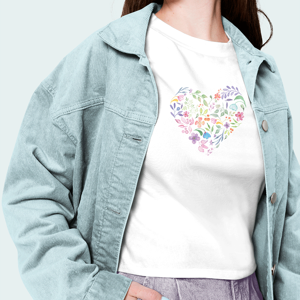 Watercolour Spring Heart Iron on Fabric Heat Transfer DTF-100
