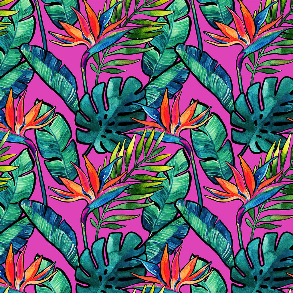 👉 PRINT ON DEMAND 👈 Tropical Vibes Pink Various Fabric Bases