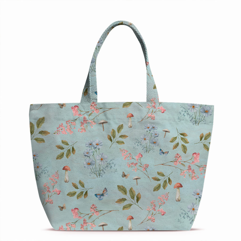 👉 PRINT ON DEMAND 👈 Woodland Flowers Blue Various Fabric Bases