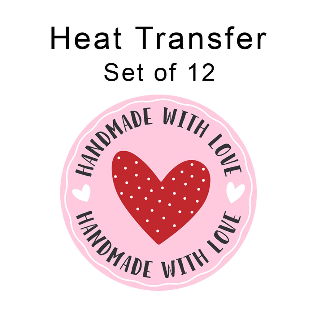 Handmade with Love Heart Iron on fabric heat transfer DTF-14