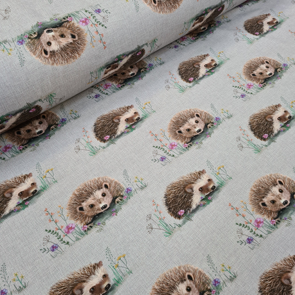 👉 PRINT ON DEMAND 👈 Hedgehogs Grey Various Fabric Bases